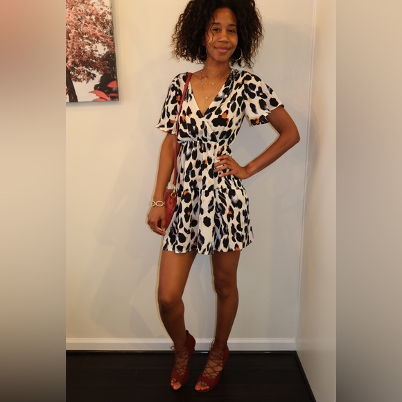 Cheetah Print Layered Mini Dress - Women's Size Small - Picture 9 of 9